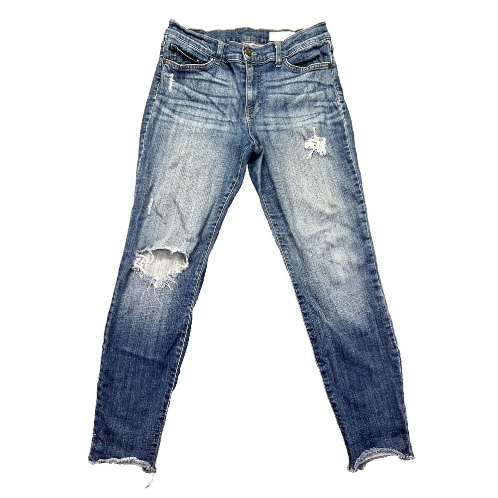 Pistola Jeans Womens 30 Blue Denim Skinny Distressed‎ Raw Hem Made In USA